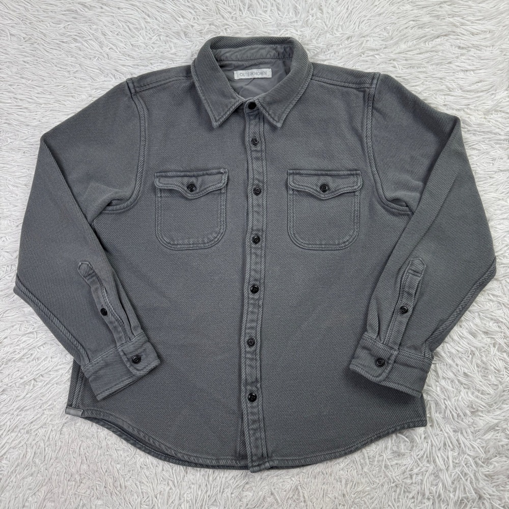 Outerknown Shirt Mens Large Gray Chroma Blanket Heavy Cotton Twill Button Up L